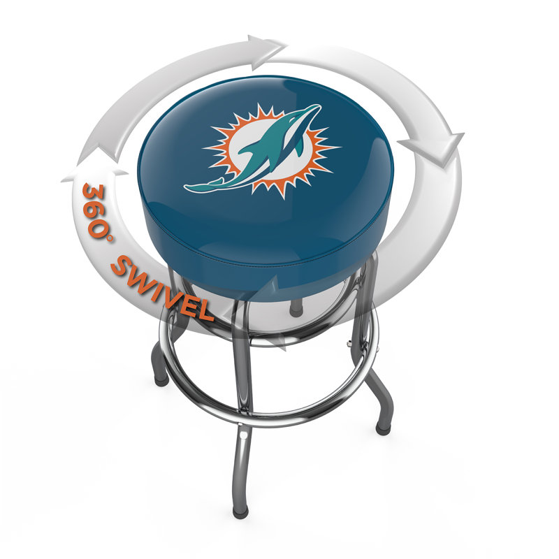 Commercial Grade Chrome Swivel Bar Stool with Vibrant Team Colors  , Miami Dolphins