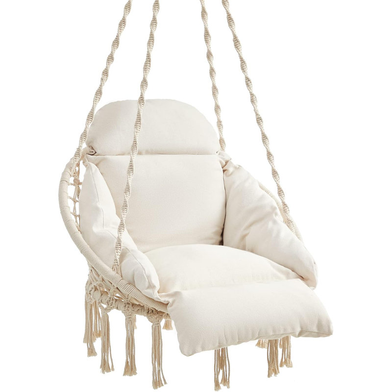 La chaise suspendue avec coussin Nordic Hygge Fabry peut supporter jusqu'à 264 lb., Blanc