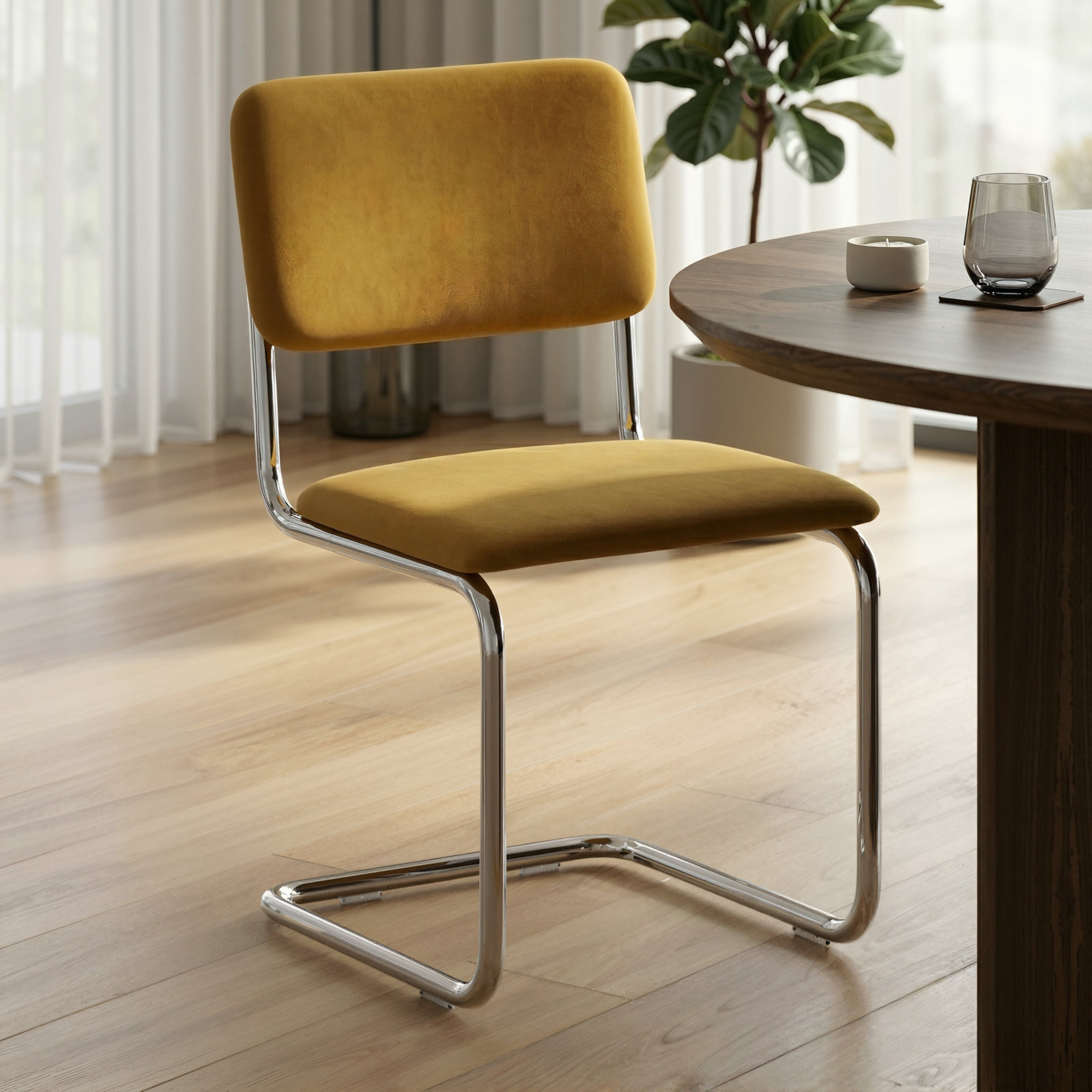 Walsh Velvet Side Chair, Gold