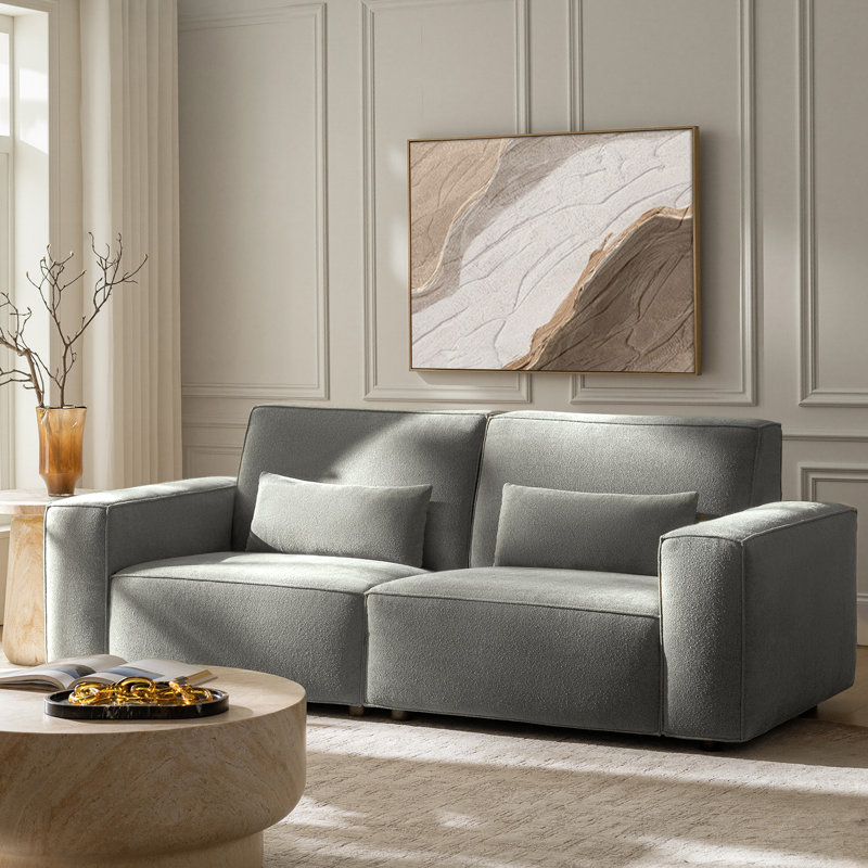 Broome Modern 92"W Height-Adjustable Backrest Upholstered Sofa with Pillows, Gray