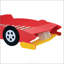 Lit plateforme pleine grandeur en forme de voiture de course avec roues, conception durable et amusante pour les chambres d'enfants