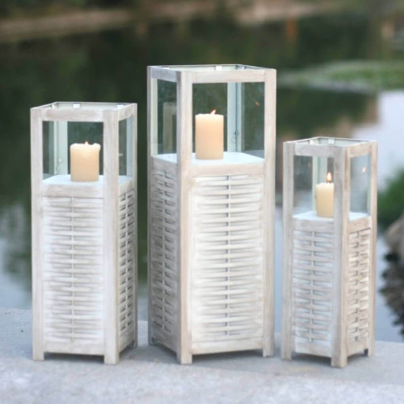 3 Piece Glass Wall Lantern Set