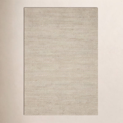 Abisai Beige Hand-Woven Checkered Jute Rug