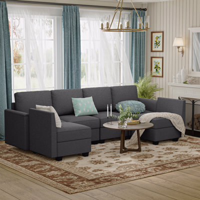 Canapé modulaire modulaire avec siège de rangement Canapé convertible pour salon / repose-pieds profond de 27 po / coussin en mousse viscoélastique