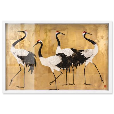 Birds of Gold Shadowbox Print Vintage Art par Art Remedy