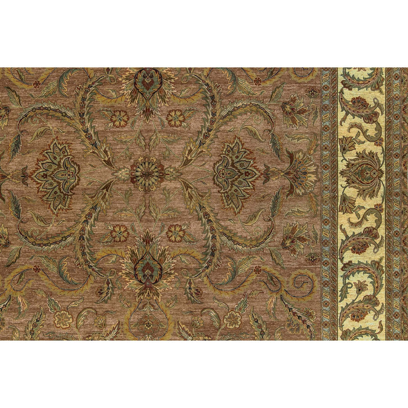 Tapis oriental brun en laine noué à la main Mountain King