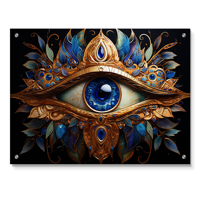 Judaïsme Hamsa Blessings Eye II - Judaïsme, art mural en acrylique pour la cuisine, H 12 po x l 20 po