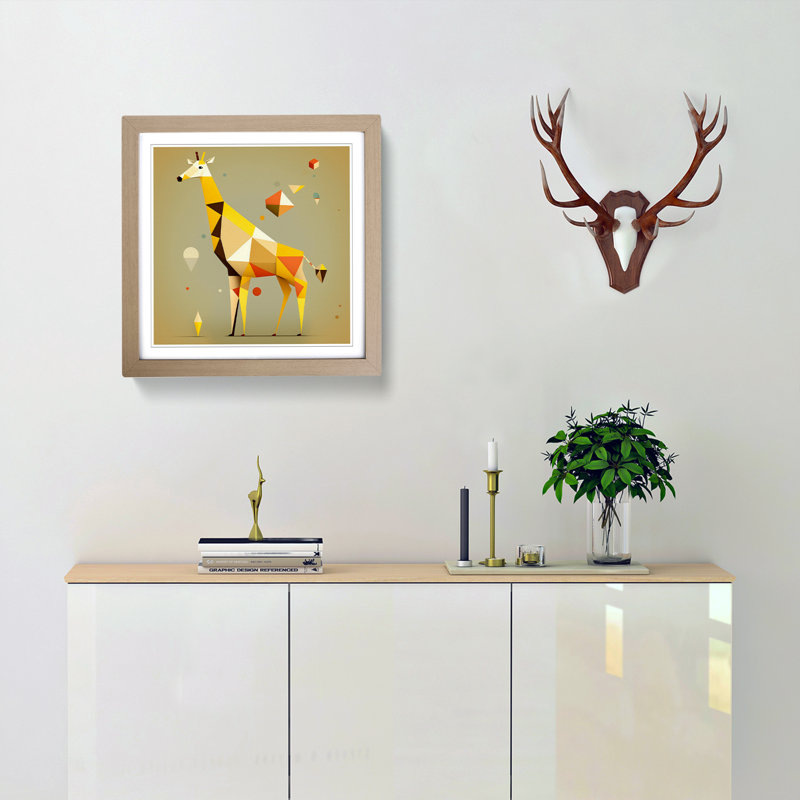 Giraffe Suprematism - Framed Print, Oak