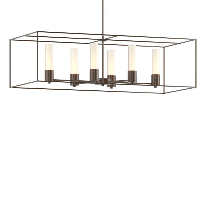 Portico 6 - Light Kitchen Island Linear Pendant, Bronze, Bronze, Opal