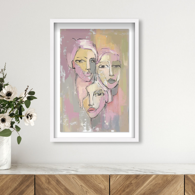 Three Beauties Shadowbox Abstract Print by Oliver Gal, Black Frame, 10 x 15, 25.5"H x 17.5"W, White Frame