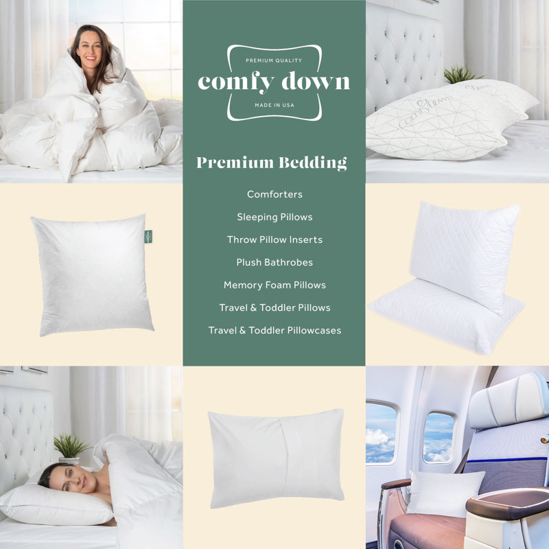 Comfydown 50/50 Down Feather Blend Comfydream Bed Pillow For Sleeping, 100% Egyptian-Quality Cotton Cover, Queen Size (20" X 30")