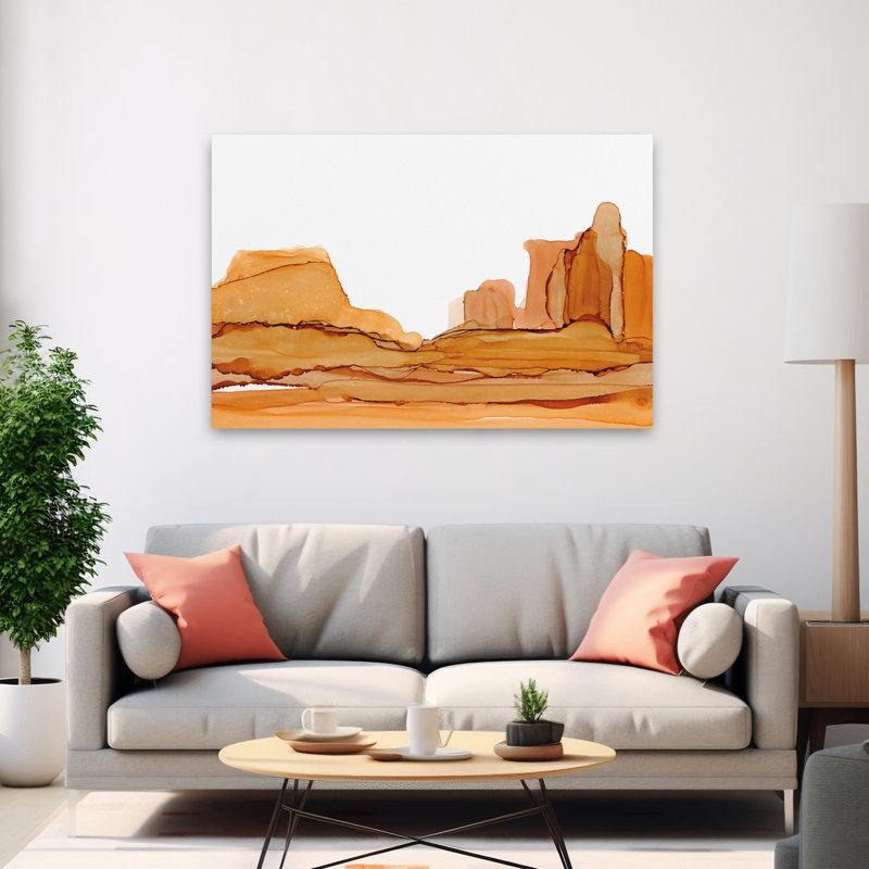 «Brownscape II» - Art abstrait abstrait à l'encre brune, H 40 po x l 60 po