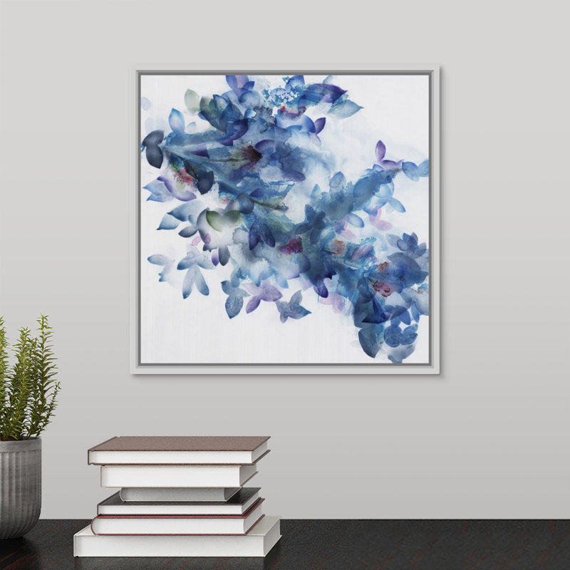 « copained enchevêtrement », peinture sur toile, Cadre flottant blanc, H 13,7 po x l 13,7 po x P 1,75 po