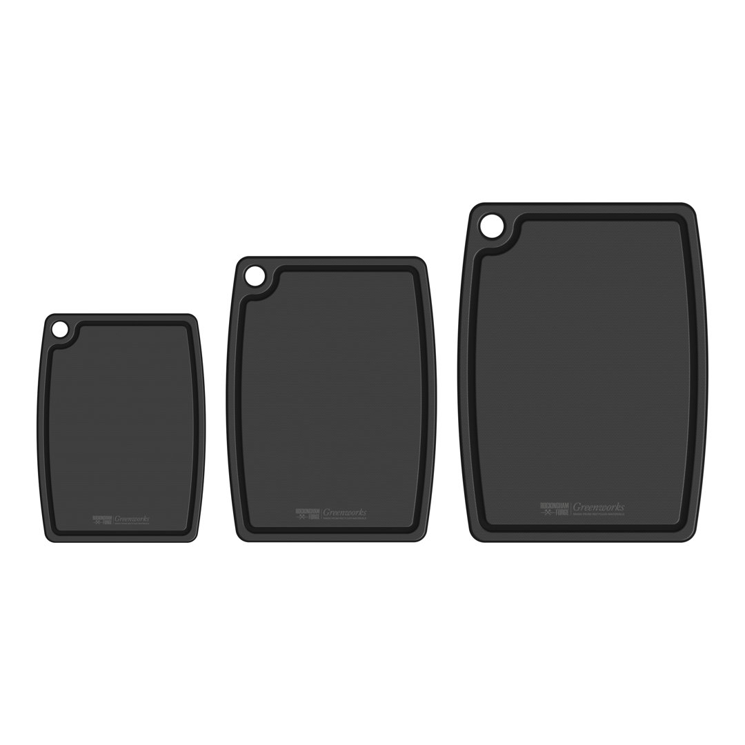 Greenworks Set of 3 Chopping Boards Recycled Plastic Small/Medium/Large White