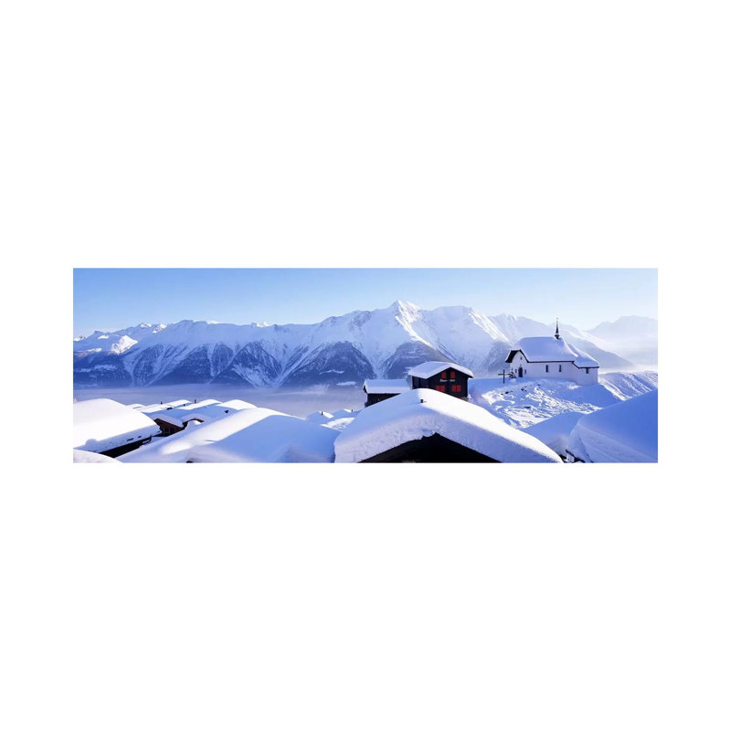 Snow Covered Chapel And Chalets Swiss Alps Switzerland by Panoramic Images - Panoramic Gallery-Wrapped Canvas Giclée on Canvas