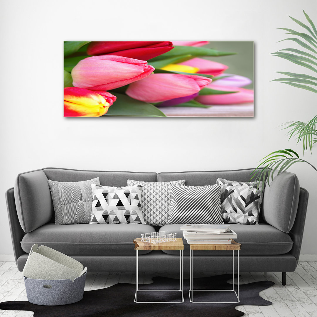 Bunte Tulpen - Ungerahmte Fotografie auf Leinwand