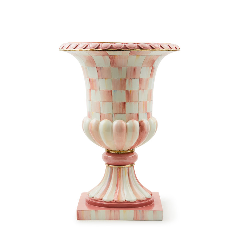 Rosy Check Pedestal Tabletop Urn, 13.5" H x 9.5" W x 9.5" D