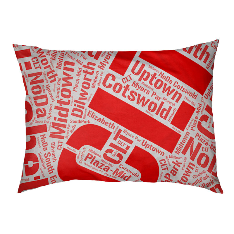 Coussin de chien « districts », Moyen (H 9,5 po x l 28 po x P 18 po), Rouge, Charlotte