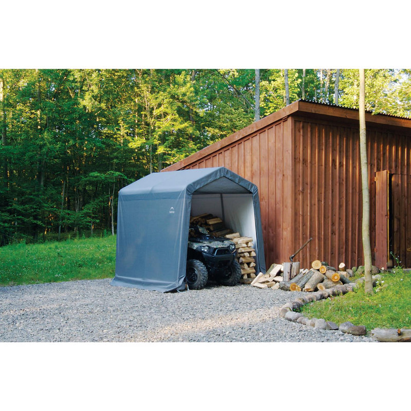 Large Gray Portable Steel Peak Roof Storage Shed