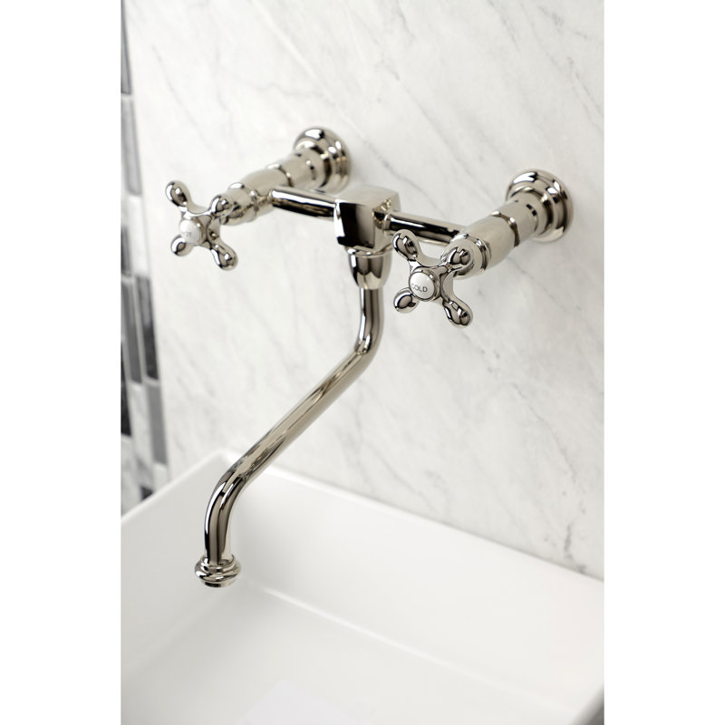 Heritage Polished Nickel Wall Mount Bathroom Faucet