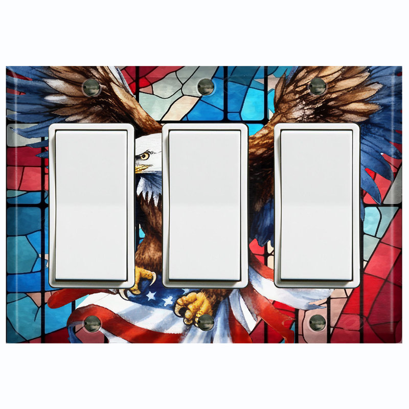 Drapeau des États-Unis avec plaque à carreaux à motif d'aigle américain