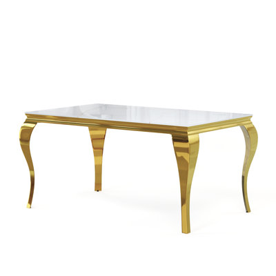 Kenyara Glass Top Metal Base Dining Table