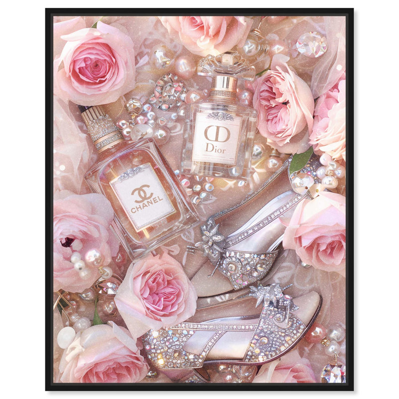 Sparkling Glam Arrangement Canvas Fashion Art by, Black Floater Frame, 21" H x 17" W