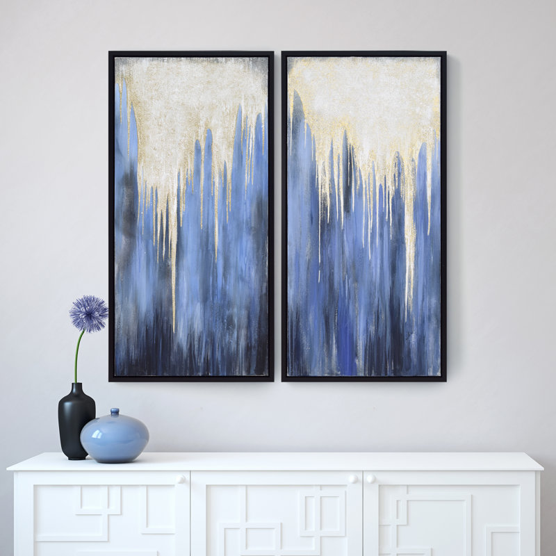 «Snowy Drip 1 and 2» par Martin Edwards - Ensemble de 2 peintures sur cadre flottant