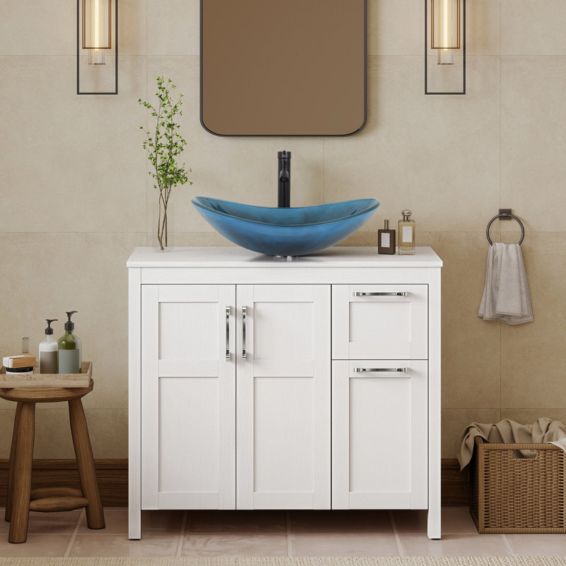 Ensemble de meuble-lavabo simple 36 po avec lavabo 36 po, Blanc
