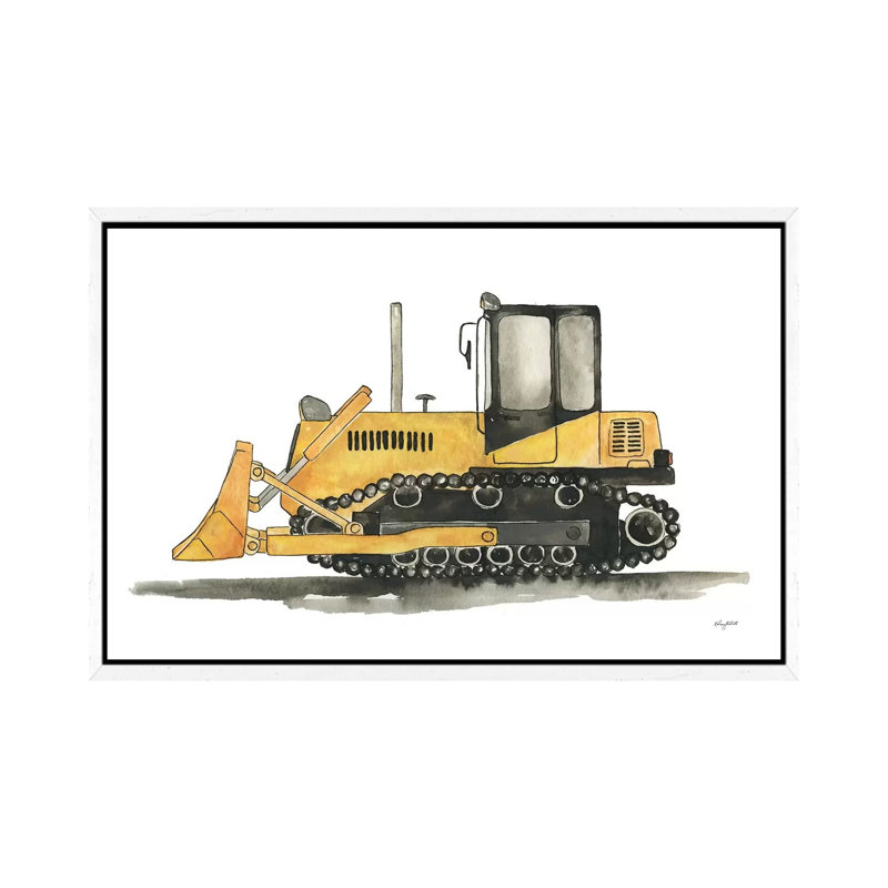 Bulldozer by Kelsey McNatt - Painting on Canvas, White Framed, 66.04cm H x 101.6cm W x 3.81cm D