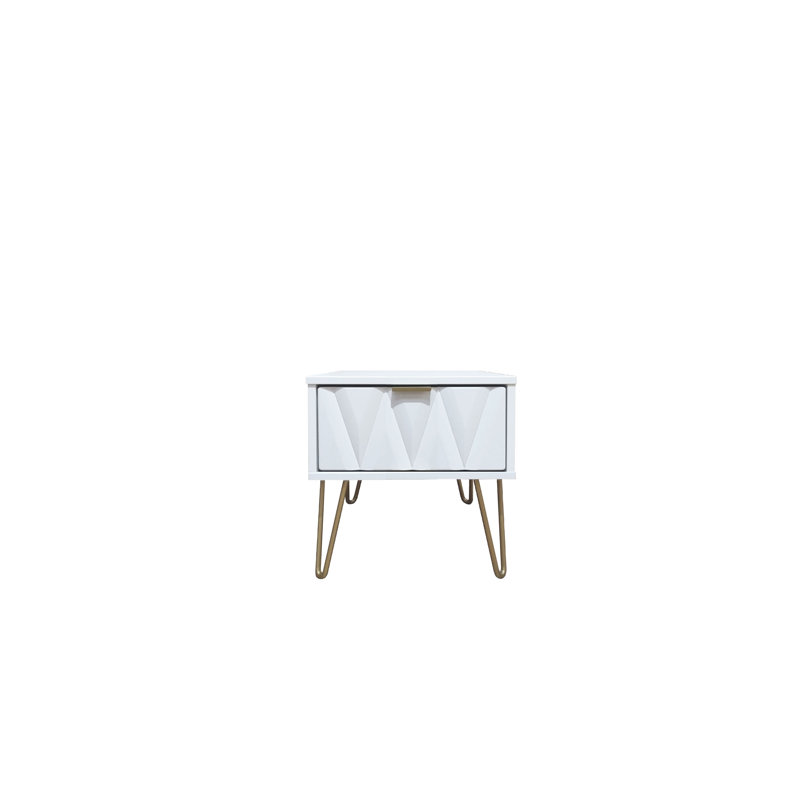 Fully Assembled Payson 1 Drawer Bedside Table, White