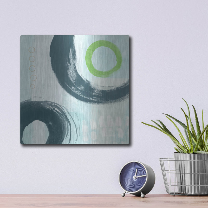 «Blue Circles III» par Linda Woods, H 12 po x l 12 po