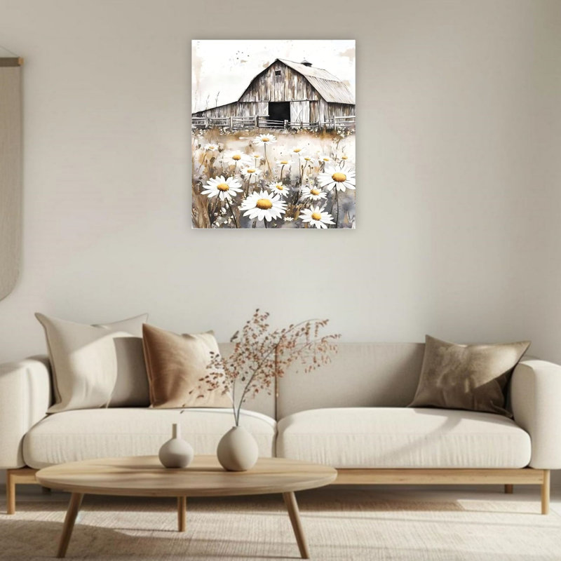 Field & Rustic Barn Unframed Canvas Wall Art 24" X 36"