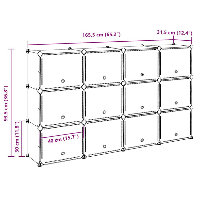 vidaXL Storage Cube Organizer Black Polypropylene Large Modular