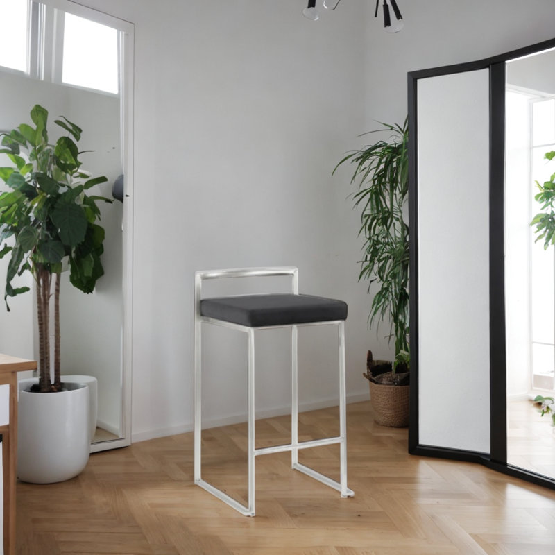 Melsa Counter Stool, Black, Silver