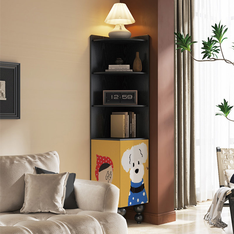 Cute pattern multi-layer corner bookcase