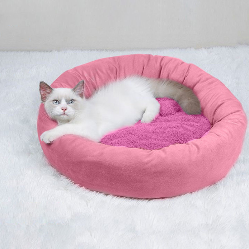 Coussin rond pour chien 19,7 x 19,7 x 3,9 po, Rose