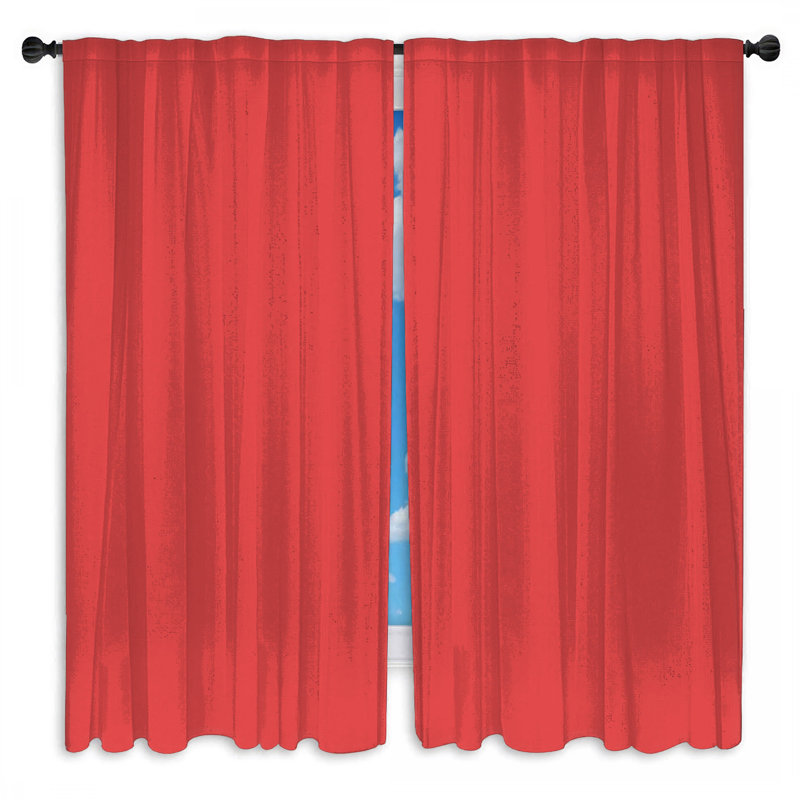 Rideaux de fenêtre unis à fond rouge uni et voilage de couleur unie - 2 panneaux, Obscurcissement de chambre