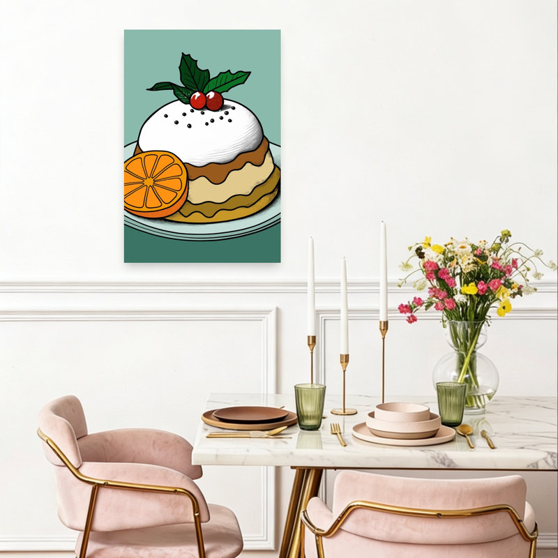 Festive Christmas Pudding Classic Traditional Contemporary Winter Wall Art Print 1 Piece Wrapped Canvas Wall Art