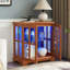 Élégante vitrine vitrée à DEL - Design rétro antique avec tablettes réglables et portes en treillis, bibliothèque élégante pour la décoration intérieure et rangement organisé - chêne