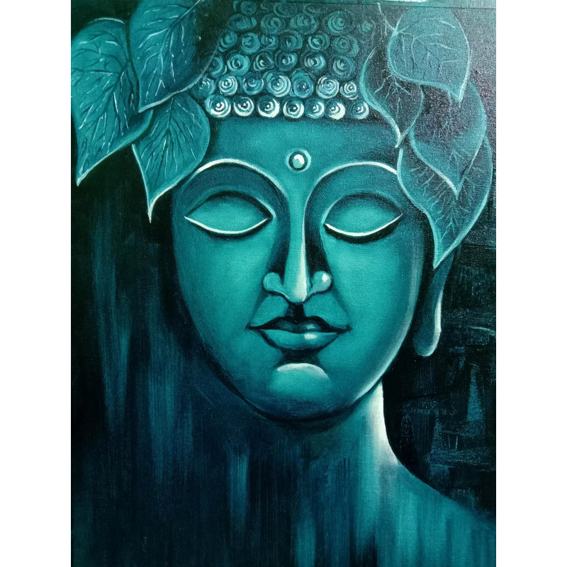 Bouddha Mahatma méditant | Revers, peinture à l'huile sur toile | Annu Rohilla
