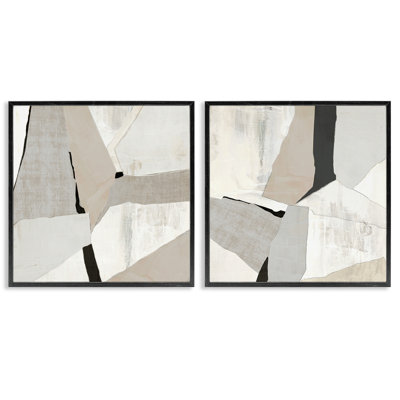 Structured Muted Shapes 2 Piece Framed Giclee Art Set, design by Susan Jill