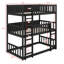 Lit superposé simple en bois d'hévéa à triple couche et équipé d'échelles et de barrières de sécurité-329638474