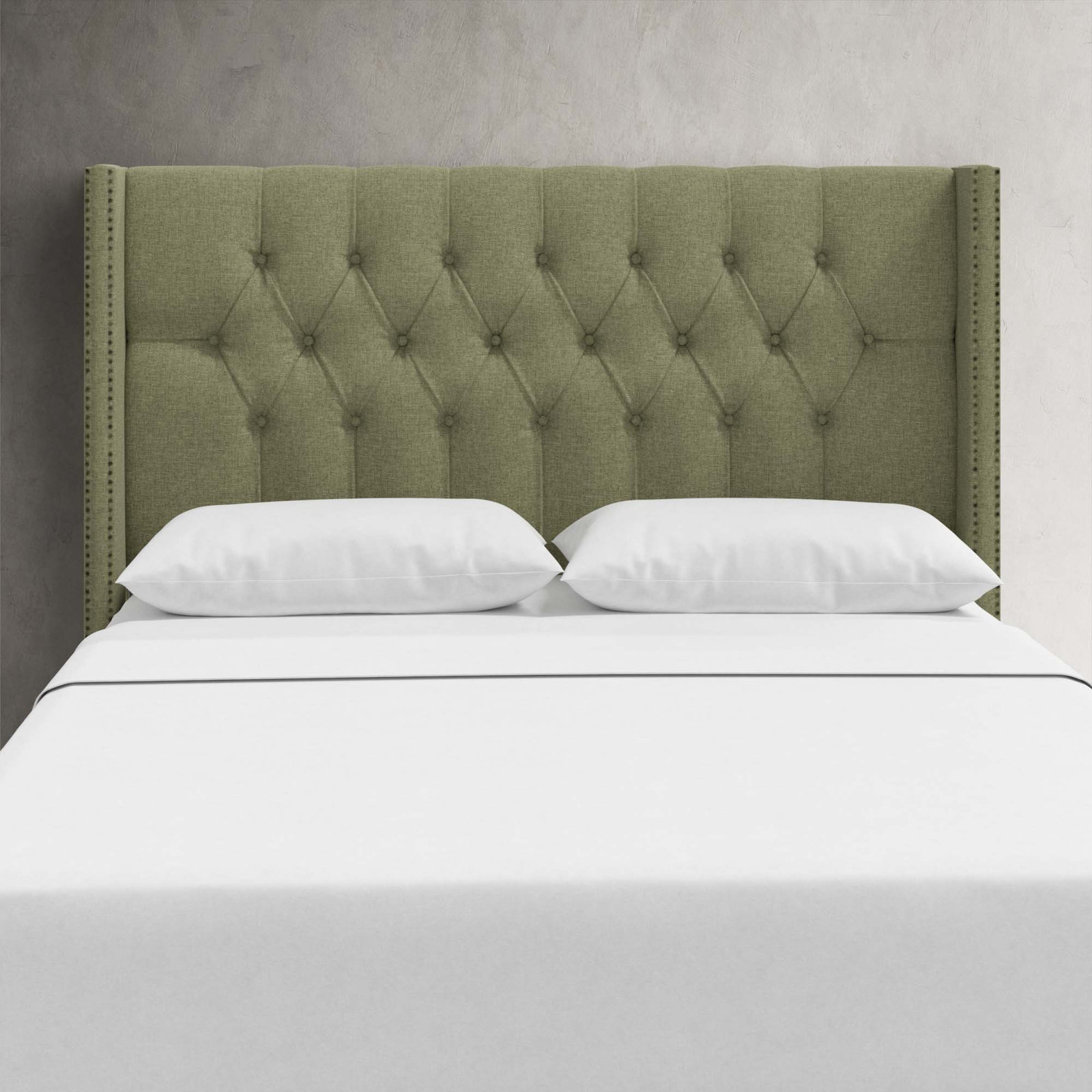 Knighten Upholstered Headboard, Queen, Zuma Laurel Textured Linen