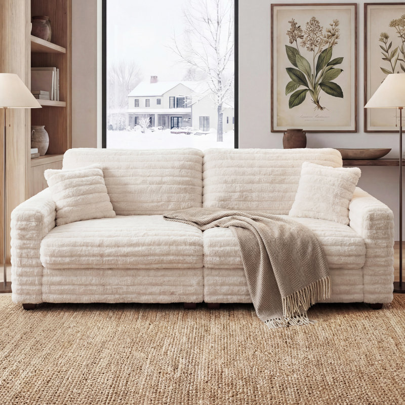 Canapé rembourré en fausse fourrure Cottone, Beige