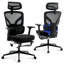 Chaise de bureau ergonomique, chaise de bureau d'ordinateur confortable avec appui-tête rembourré réglable, soutien lombaire confortable