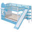 Lit superposé avec glissade en bleu - 2 tiroirs, 3 tablettes, bois massif pour plus de 6 tiroirs et tablettes. Pin. Conception amusante. Pendant 6 ans. Capacité de poids de 400 lb Pas de sommier ni de matelas. L 106,3 po x l 76,6 po x H 72,8 po-118104176-118104179