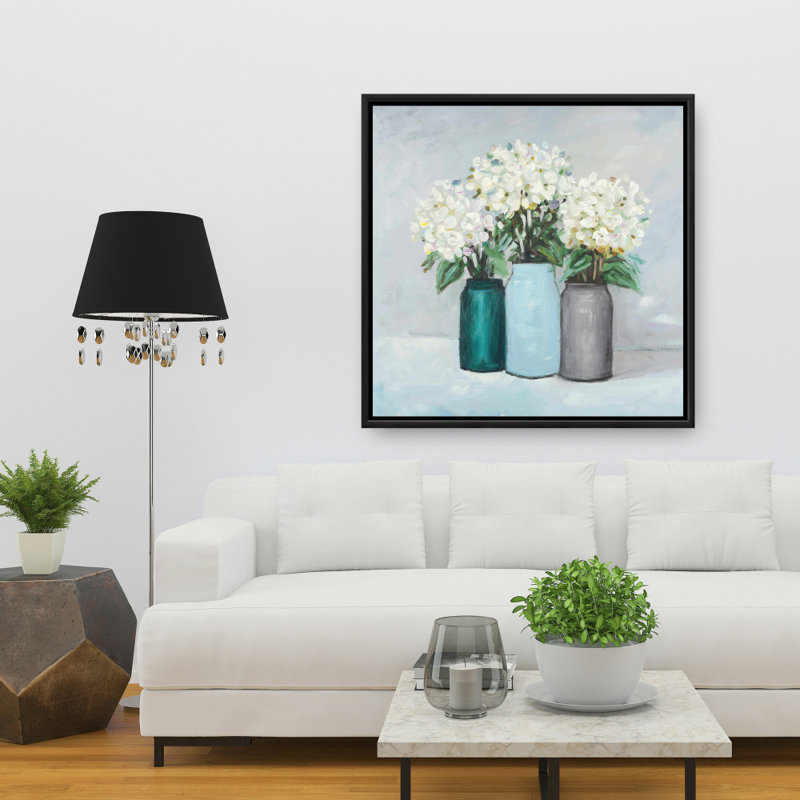 Hydrangea Flowers in Blue Vases - Blue American Canvas Decor