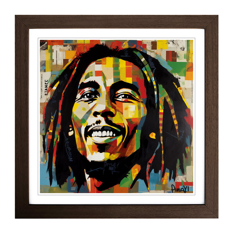 Bob Marley Constructivism - Framed Print, Walnut