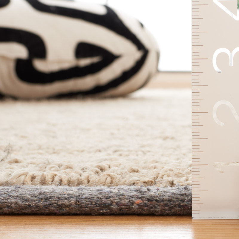 Tapis abstrait en jute / laine tissé à la main Shantela, Carré 6 pi